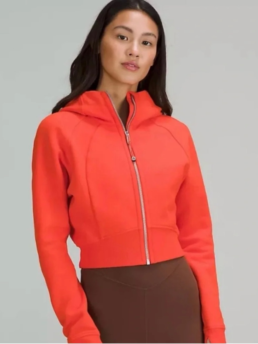 Lululemon Athletica Scuba Cropped Hooded full Zip Jacket - coral pink Women’s 4